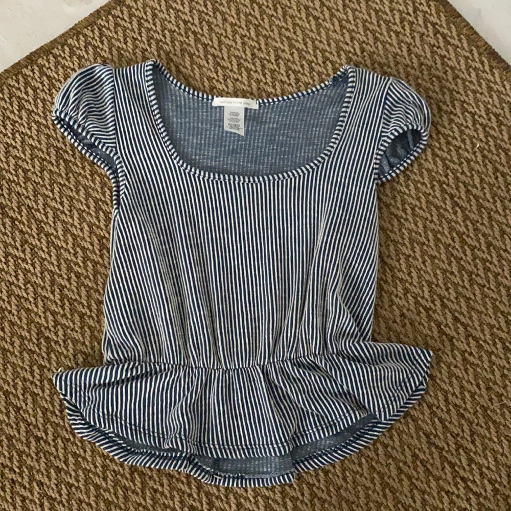 Fun blue and white striped shirt!